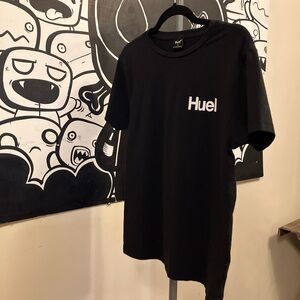 HUE Black Tee with White HUE Logo Tag